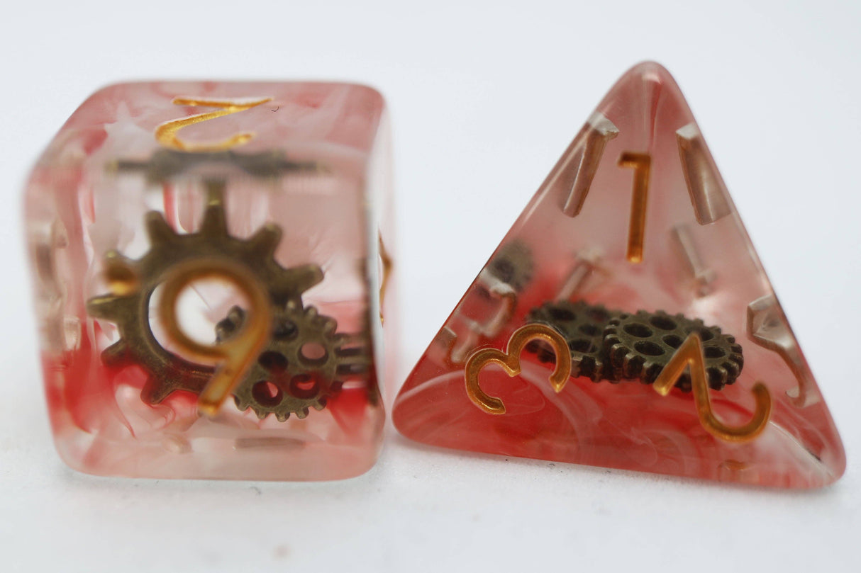 Foam Brain: Red Swirl Ancient Gear RPG Dice Set