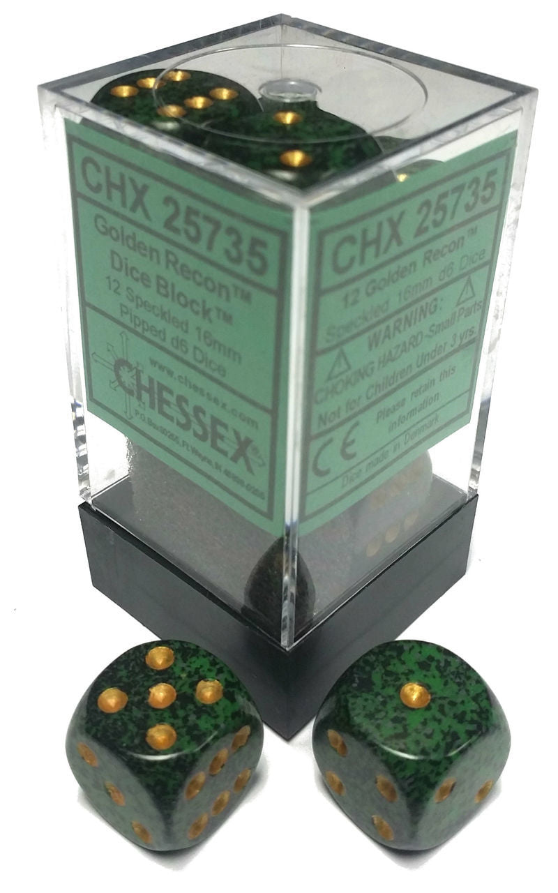 Chessex Dice: Speckled: 16mm D6 Golden Recon (12)