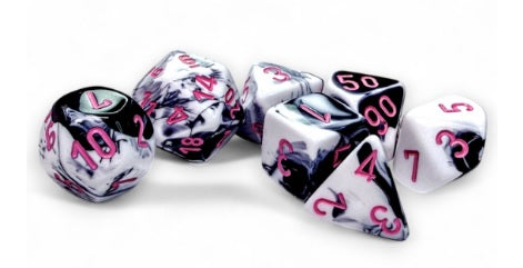 Chessex: Gemini: Polyhedral Black-White/pink 7-Die