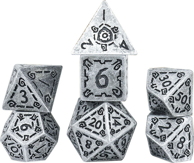 Sirius Dice RPG Dice Set (7): Illusory Metal - Silver