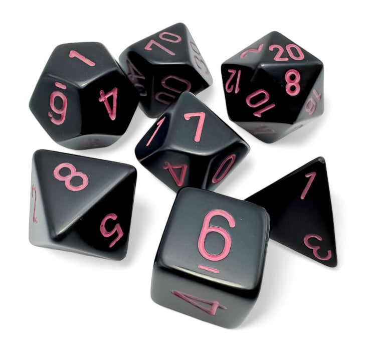 Chessex: Opaque: Polyhedral Black/pink 7-Die Set