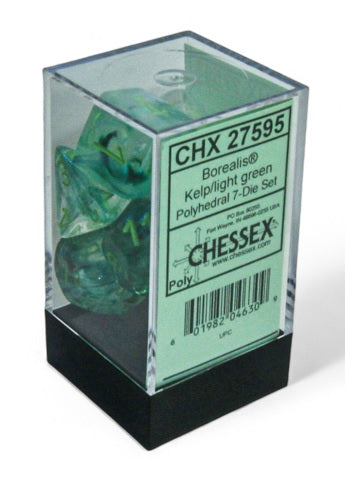 Chessex: Borealis: Polyhedral Kelp/light green Luminary 7-Die Set