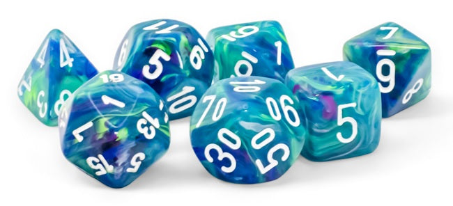 Chessex: Festive: Mega-hedral Waterlily/white 7-Die Set