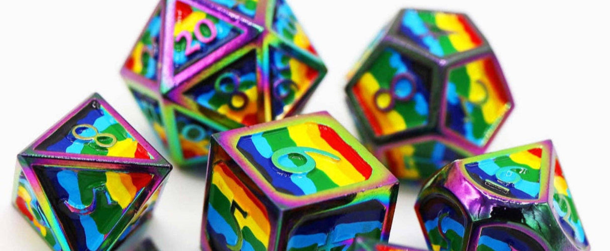 Foam Brain: Rainbow Pride Flag - Metal RPG Dice Set