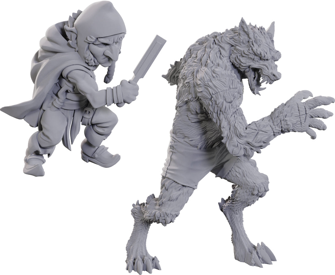 Critical Role Unpainted Miniatures: W23 Chetney Pock O'Pea & Werewolf