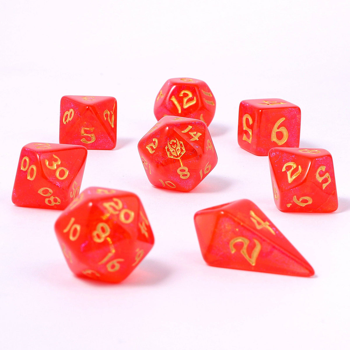 Hymgho Premium Dice - Wyrmforged Rollers - Rounded Edge 8 Piece Polyhedral Dice se