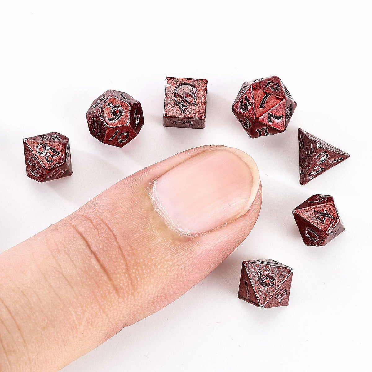 Hymgho Premium Dice - Unseelie Mini Metal RPG Dice Set - Red