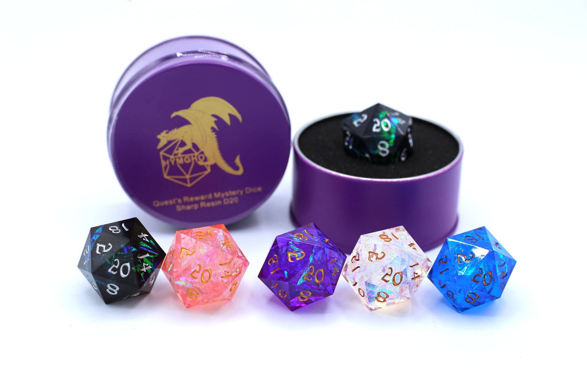 Hymgho Premium Dice - Quest's Reward Mystery Dice - Sharp Resin D20s