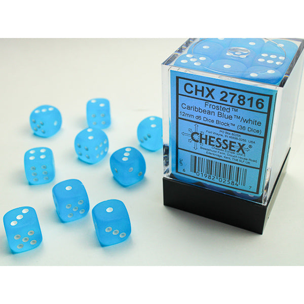 Chessex Dice: Frosted: 12mm Caribbean Blue/White