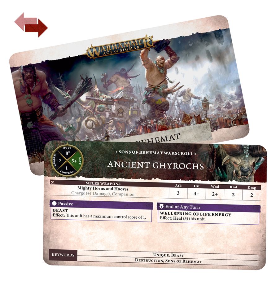 Warhammer Age of Sigmar: Warscroll Cards- Sons of Behemat