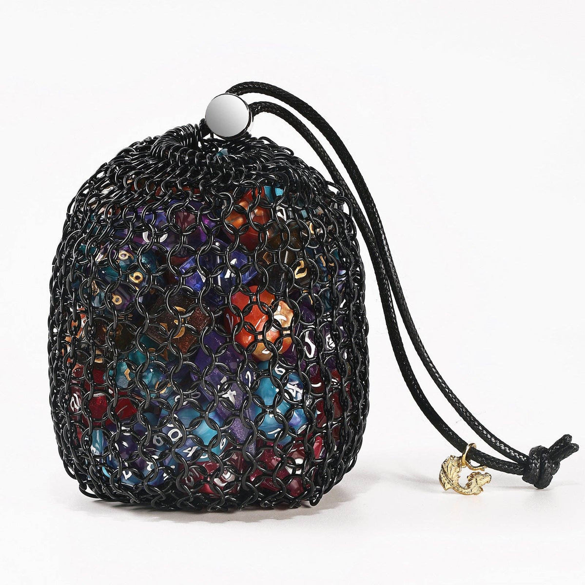 Hymgho Premium Dice - Hero's Chainmail Dice Bag - Black