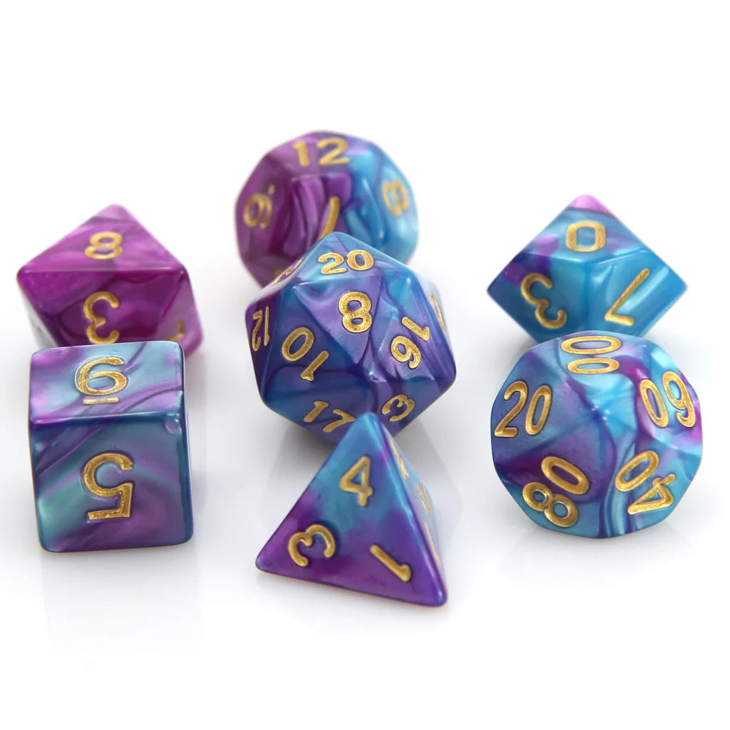 Die Hard Dice: 7pc RPG Set - Purple and Turquoise Marble