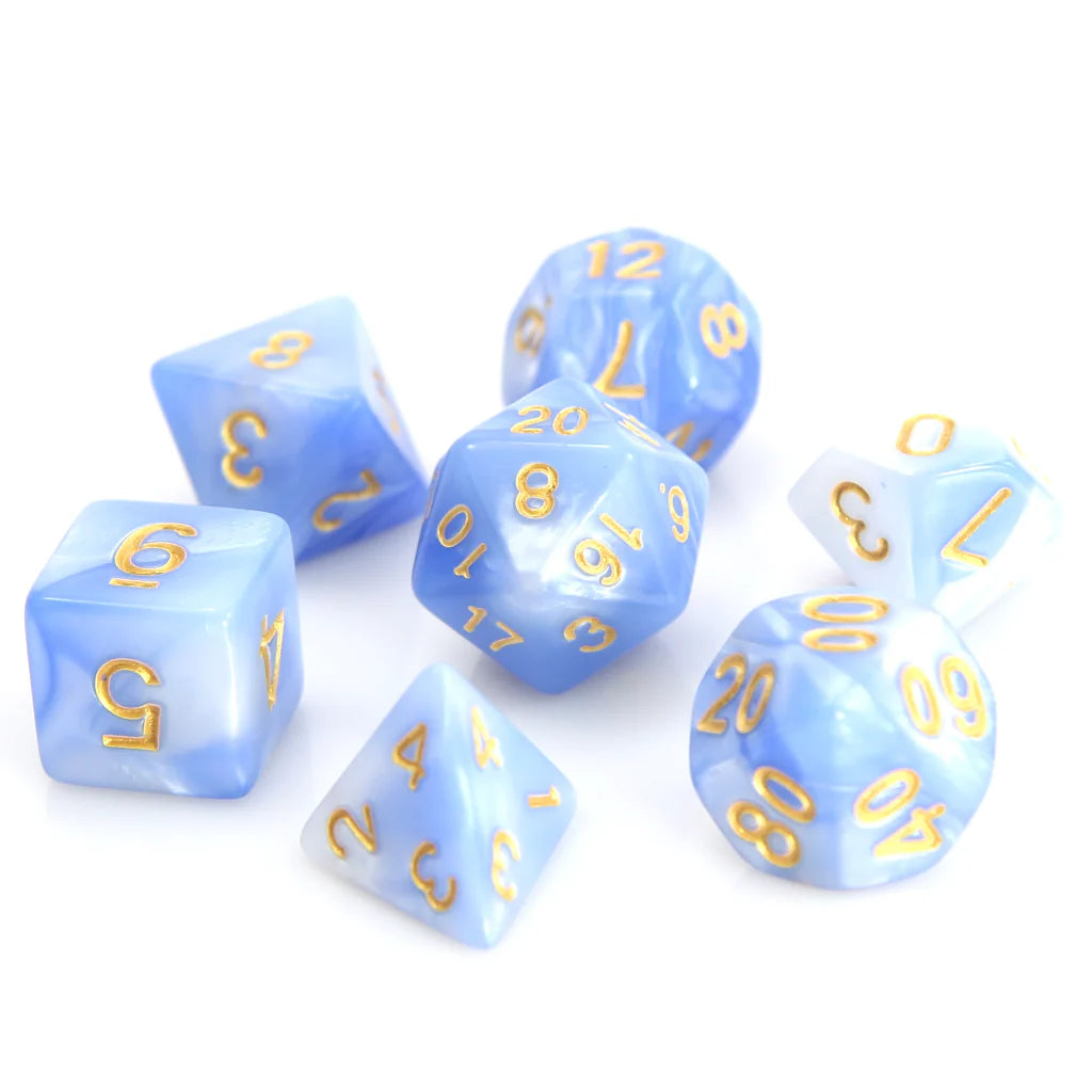 Die Hard Dice: 7pc RPG Set - Blue and White Marble