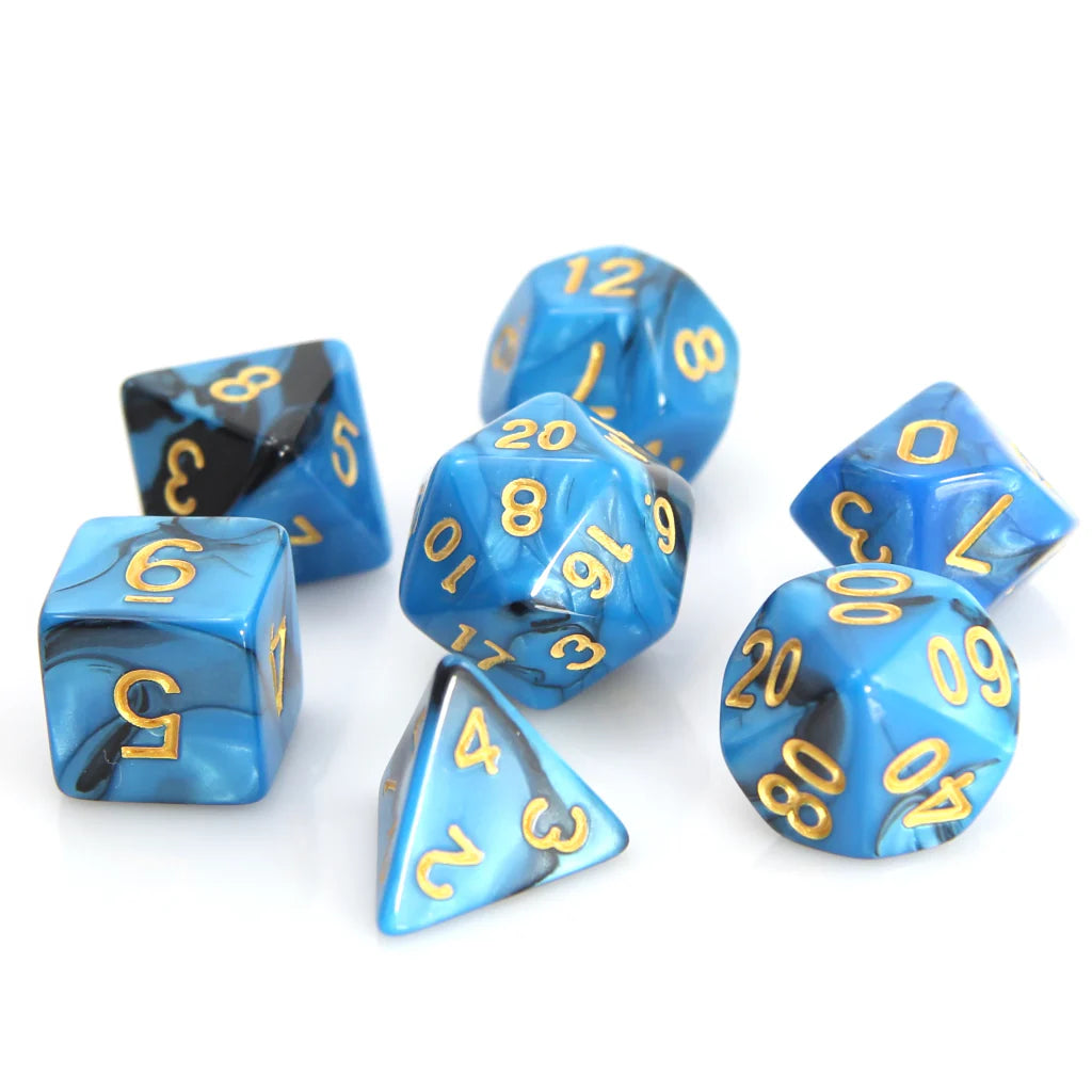 Die Hard Dice: 7pc RPG Set - Blue and Black Marble