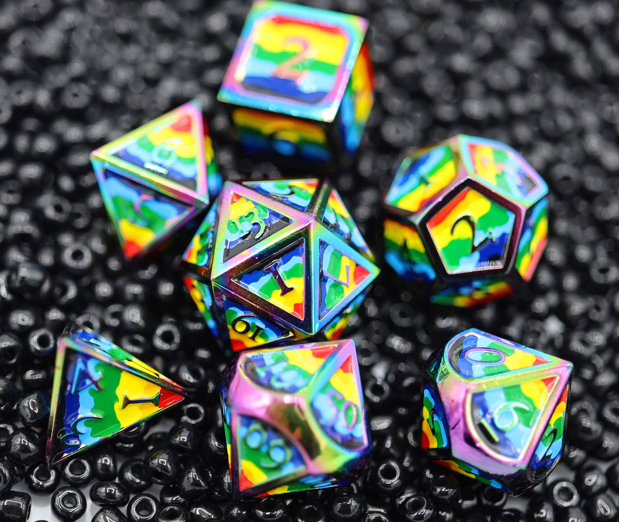 Foam Brain: Rainbow Pride Flag - Metal RPG Dice Set