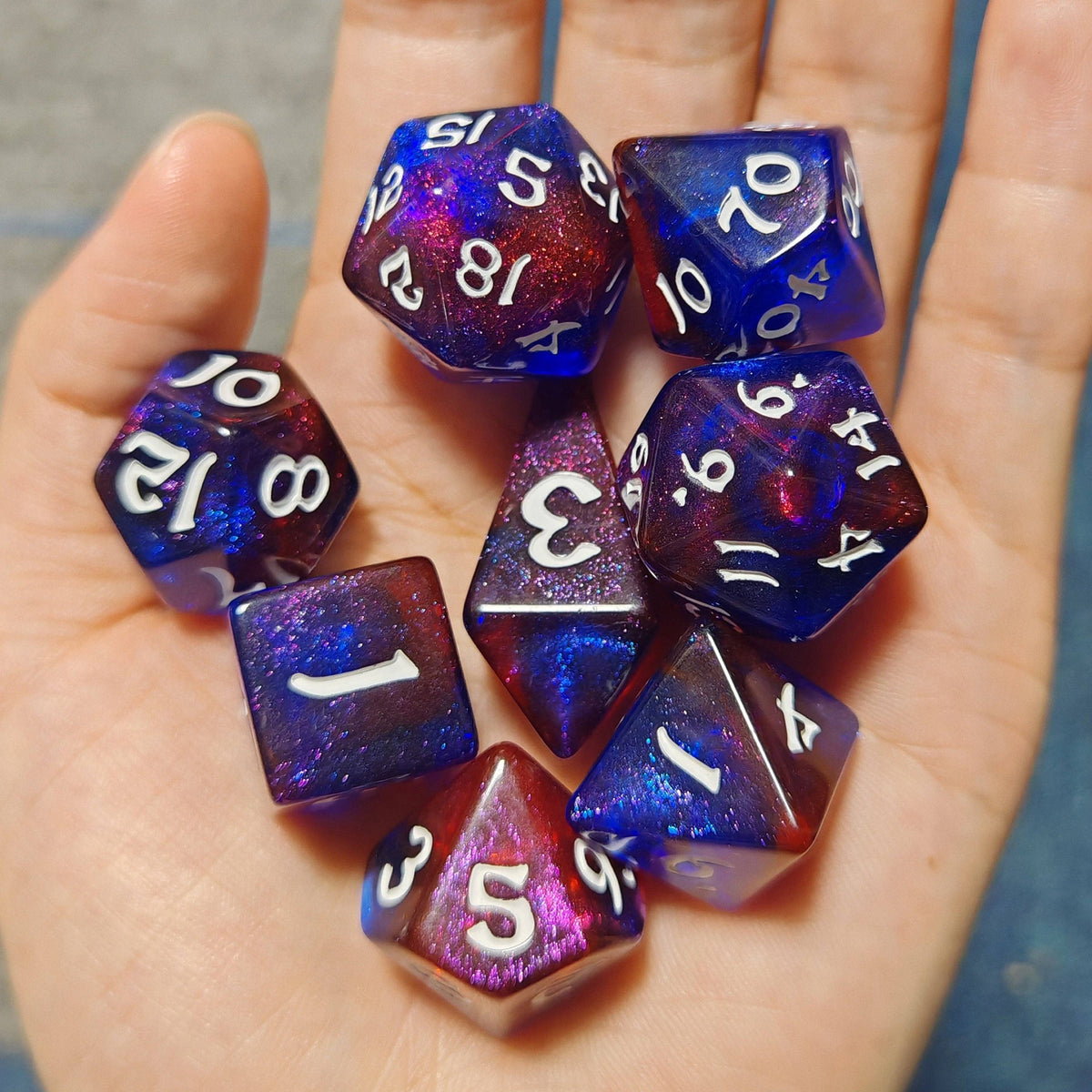 Hymgho Premium Dice - Wyrmforged Rollers - Rounded Edge 8 Piece Polyhedral Dice se