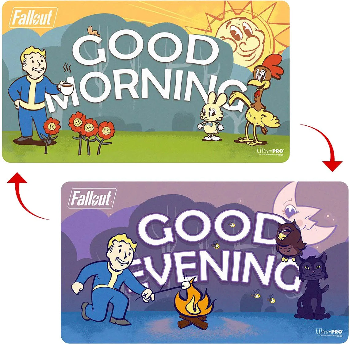 Ultra PRO Fallout - Vault Boy - Double Sided Play Mat -Good Morning/Good Evening
