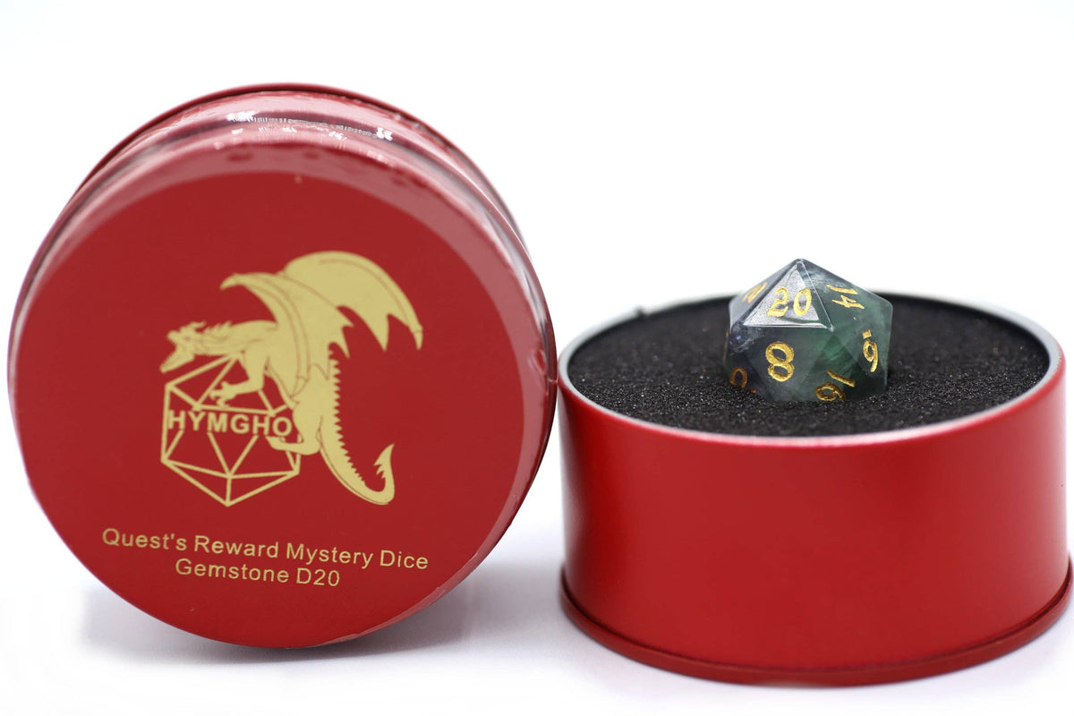 Hymgho Premium Dice - Quest's Reward Mystery Dice - Gemstone D20s