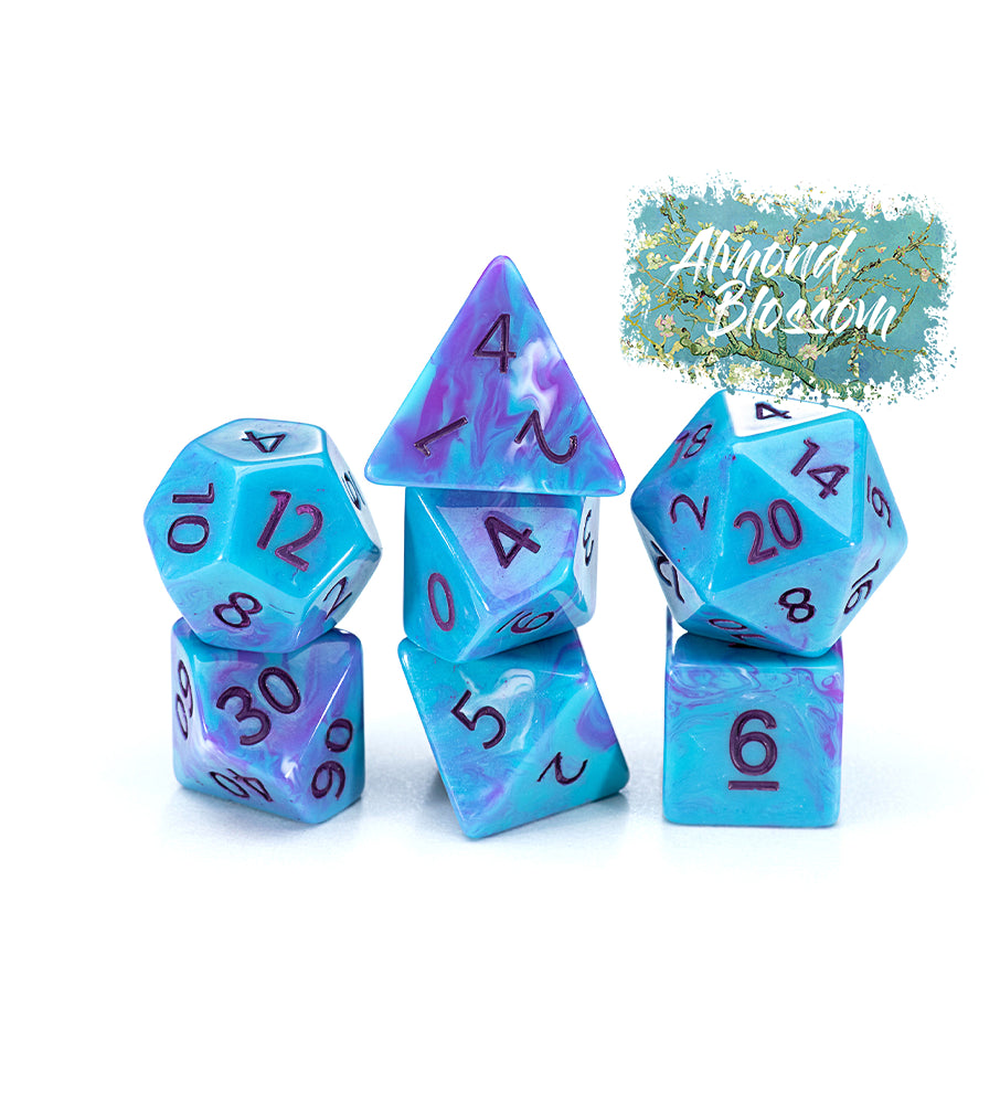 Gate Keeper Dice: 7pc Almond Blossom Van Gogh Dice