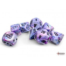 Chessex: Festive: Hydrangea/Black 7 Die Set with Bonus Die