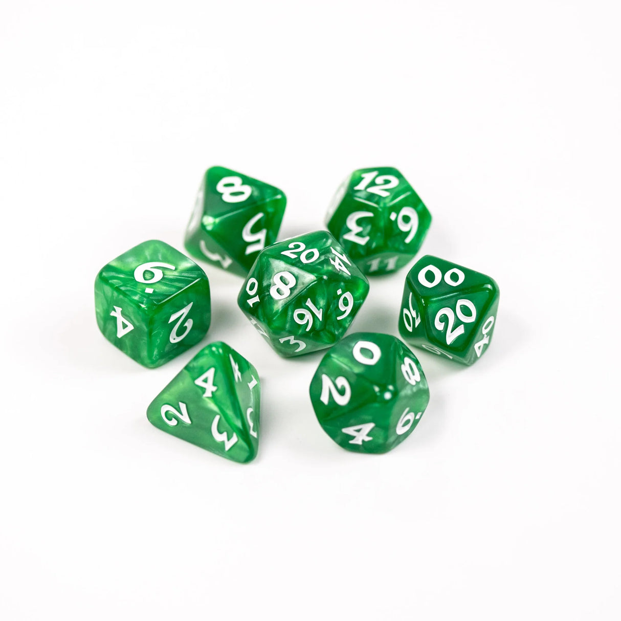 Die Hard Dice: 7pc RPG Set - Elessia Essentials - Green with White