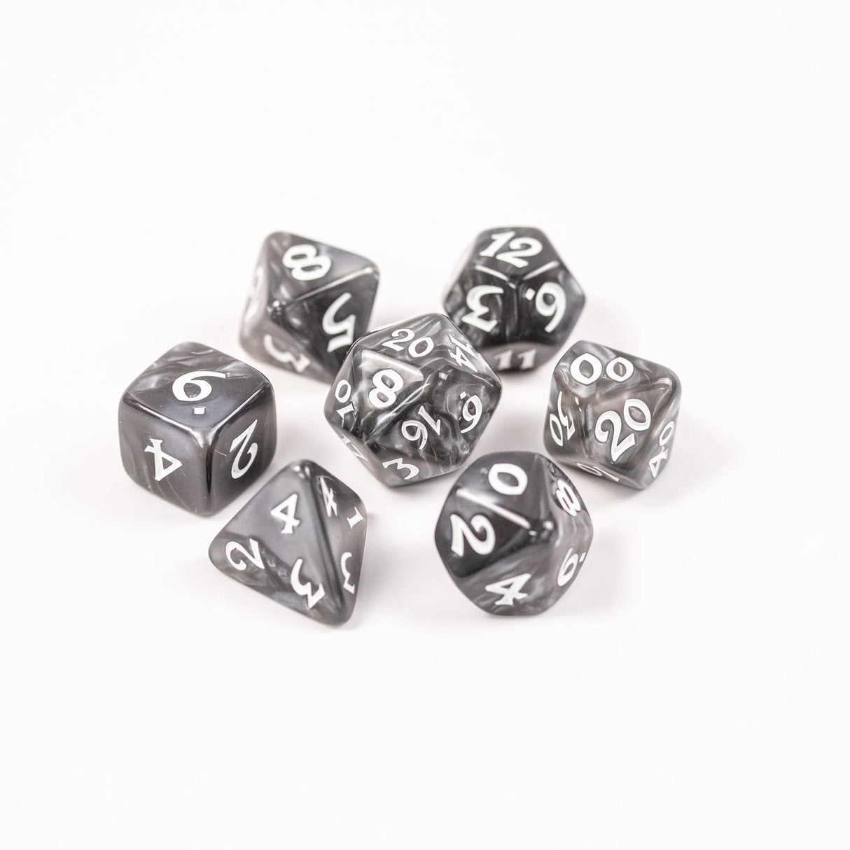 Die Hard Dice 7pc RPG Set - Elessia Essentials - Gray with White