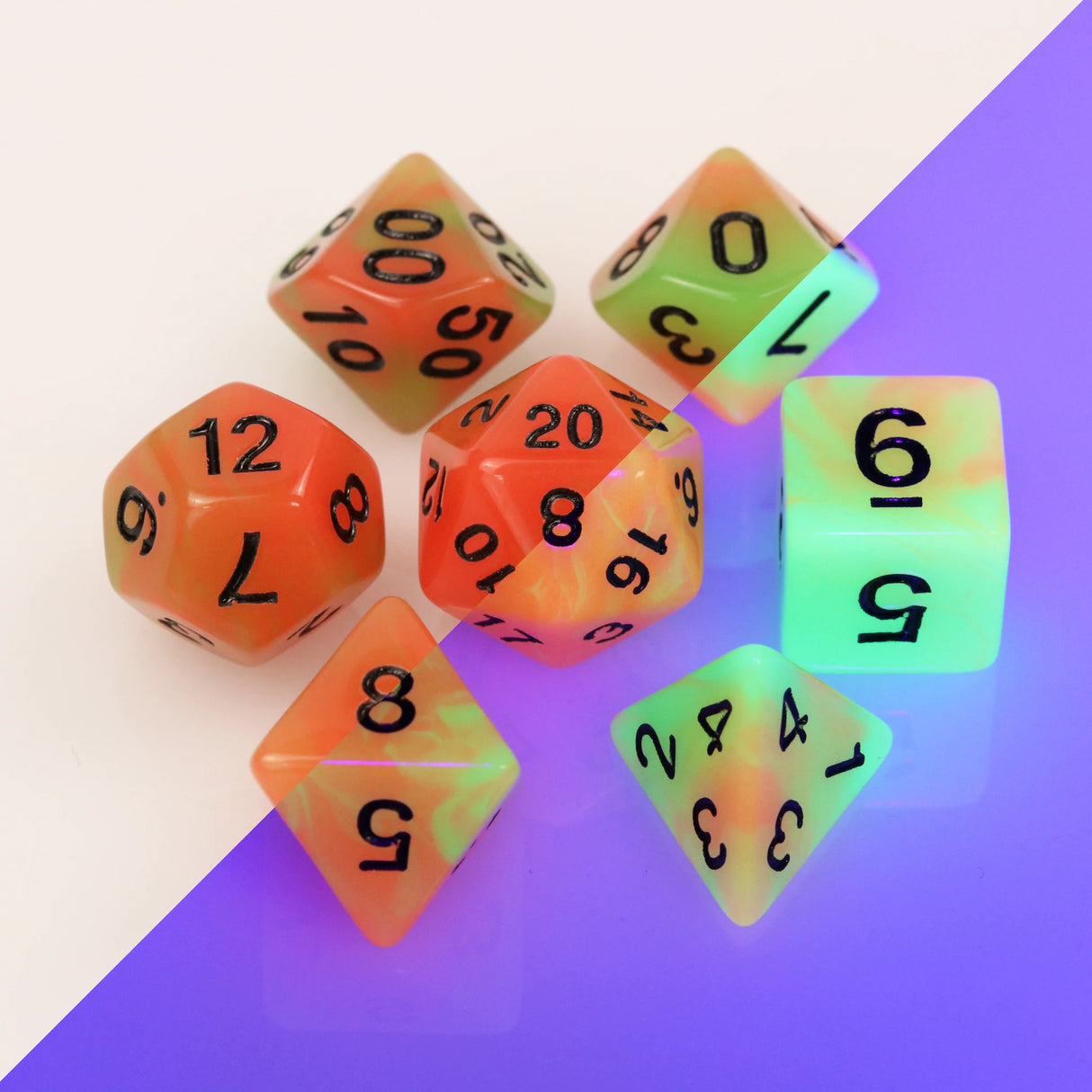 Die Hard Dice: 7pc RPG Set - Glow-in-the-Dark - Poison Ivy