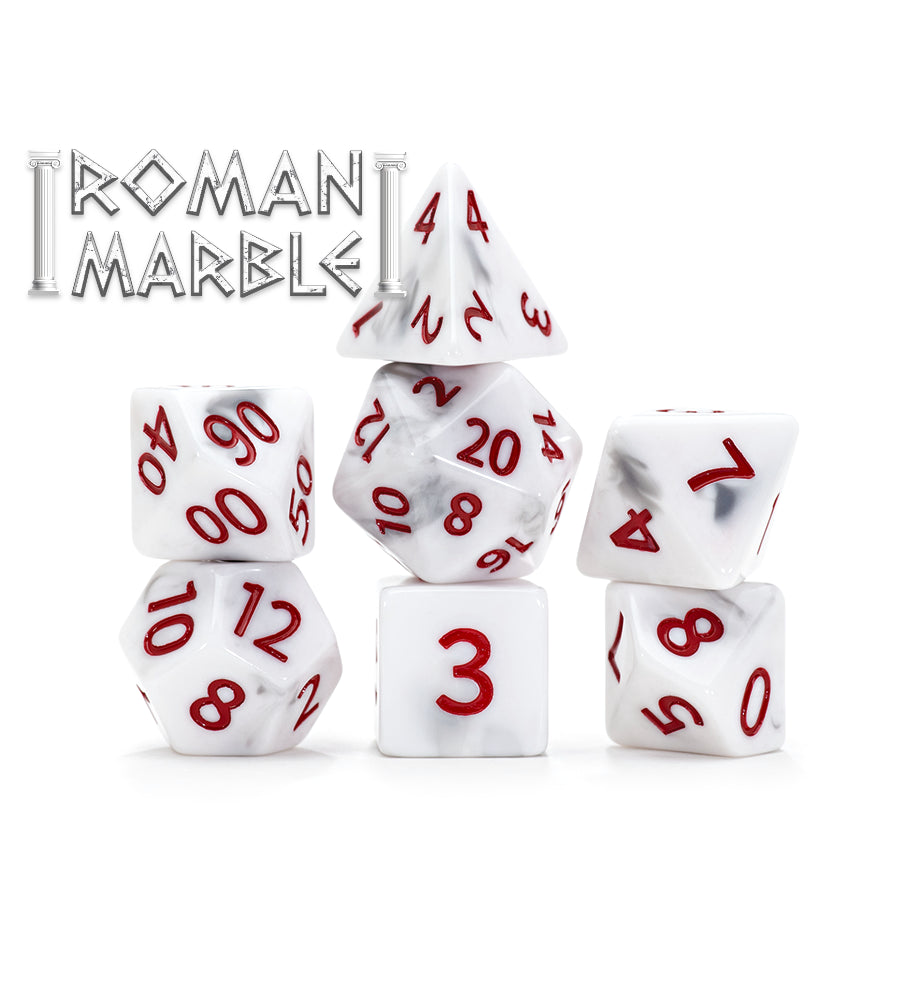 Gate Keeper Dice: Roman Marble Alea Simplex Dice 7 Die Set