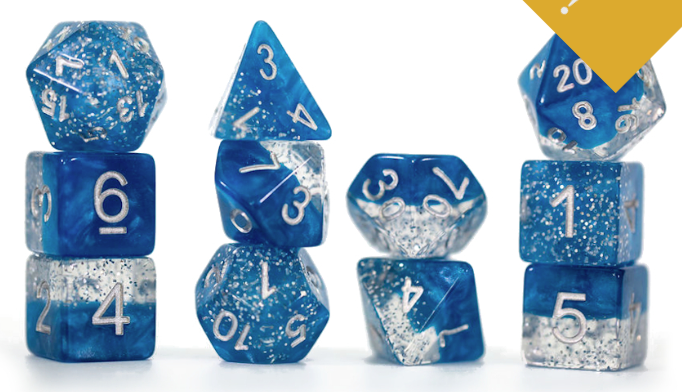 Gate Keeper Dice: Glitter Blue Halfsies Dice 7 Die Set