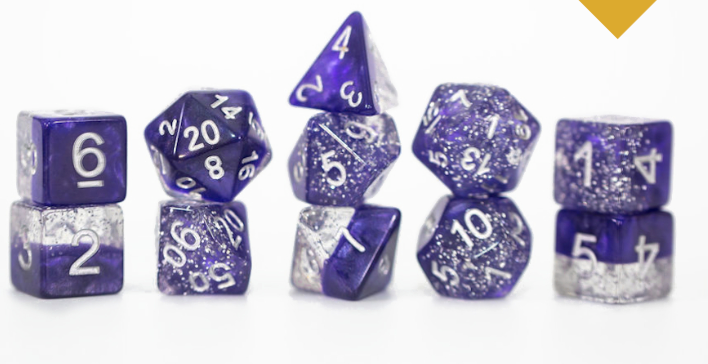 Gate Keeper Dice: Glitter Purple Halfsies Dice 7 Die Set