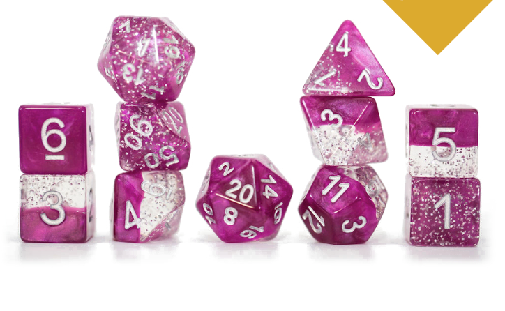 Gate Keeper Dice: Glitter Wine Halfsies Dice 7 Die Set