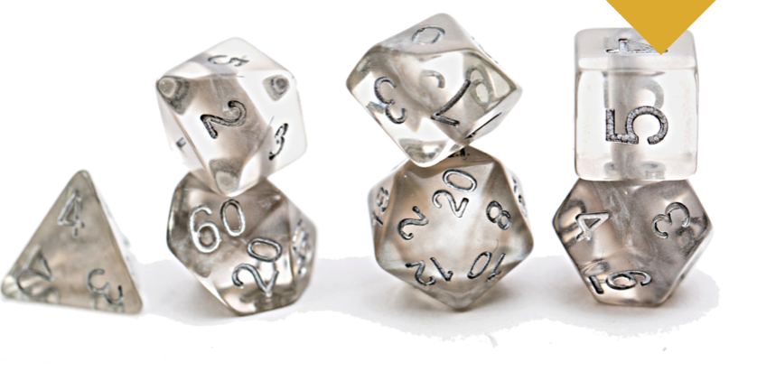 Gate Keeper Dice: Mercury (Silver) Neutron Dice 7 Die Set