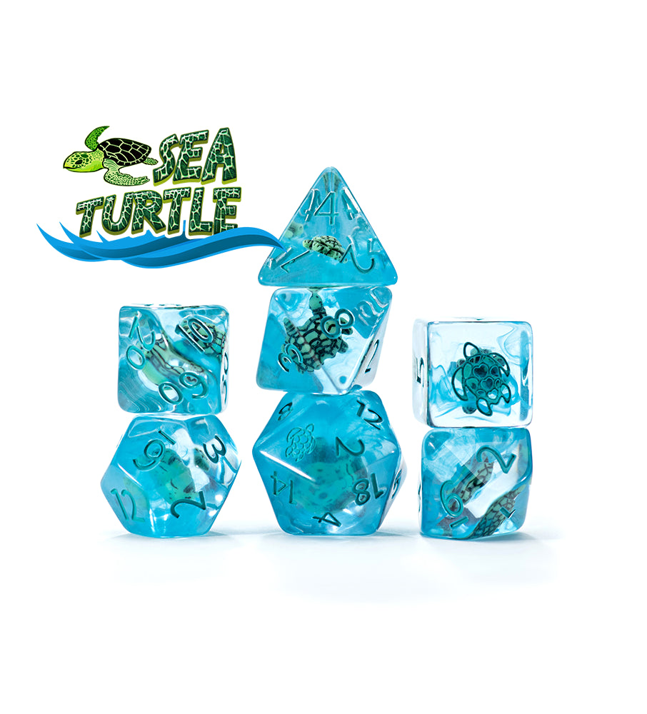 Gate Keeper Dice: 7pc “Sea Turtle” Inclusion Dice