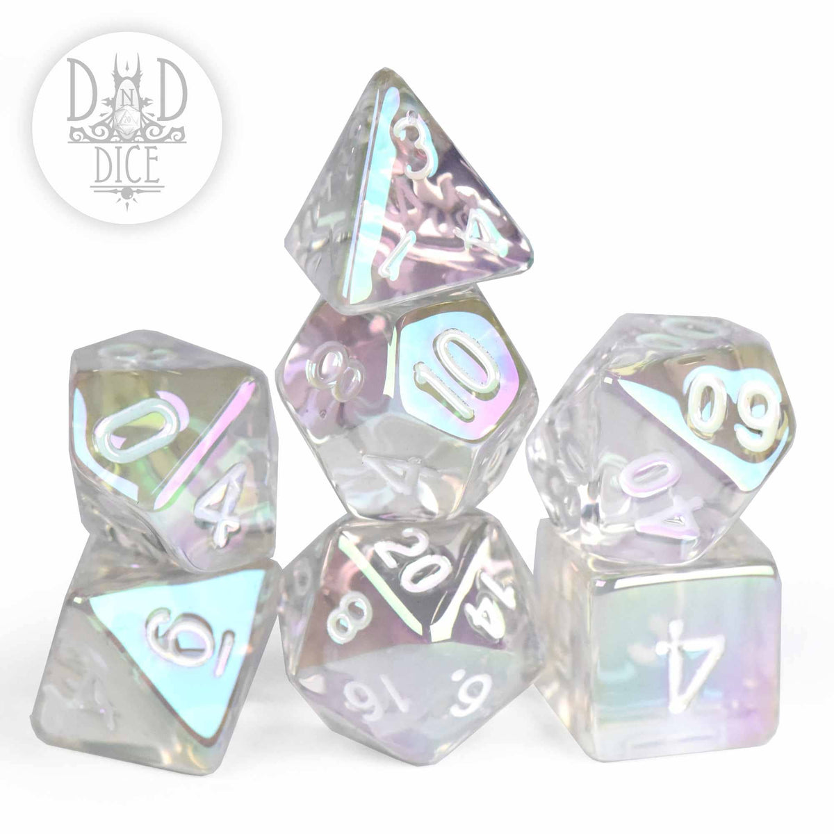 DND Dice - Glamoured Clear