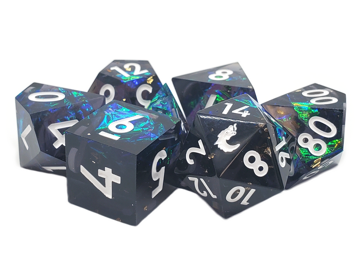 Old School 7 Piece DnD RPG Dice Set: Sharp Edged - Blitzar