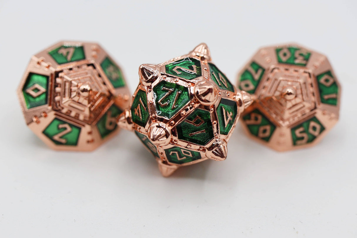 Foam Brain: Dice 51: Emerald Meteor Shower - Metal RPG Dice Set
