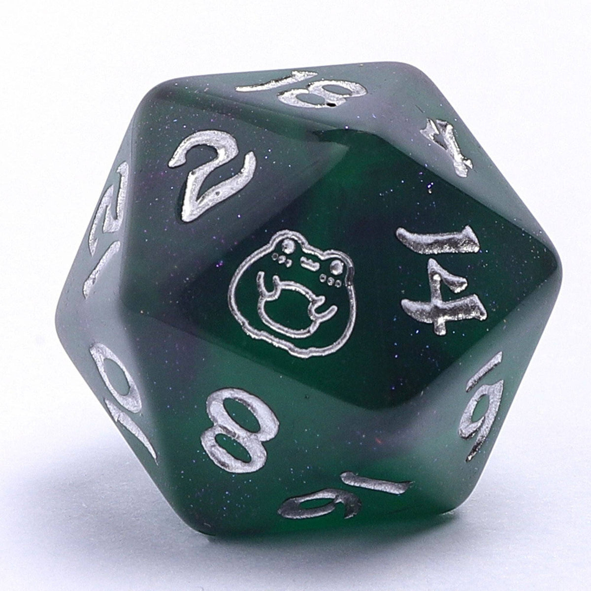 Hymgho Premium Dice - Wyrmforged Rollers - Rounded Plastic - Bog Frog Silver