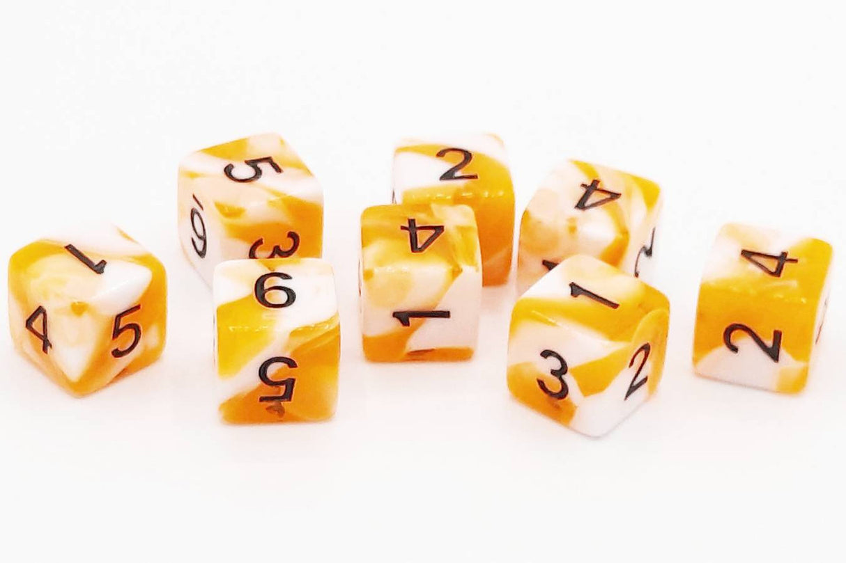 Old School 8-Piece D6 Dice Set: Vorpal - Orange & White w/ Black