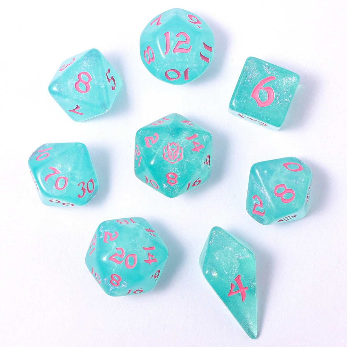 Hymgho Premium Dice - Wyrmforged Rollers - Rounded Edge 8 Piece Polyhedral Dice se