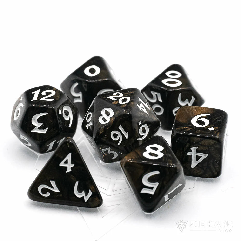 Die Hard Dice: 7pc RPG Set - Elessia - Wilderun with White