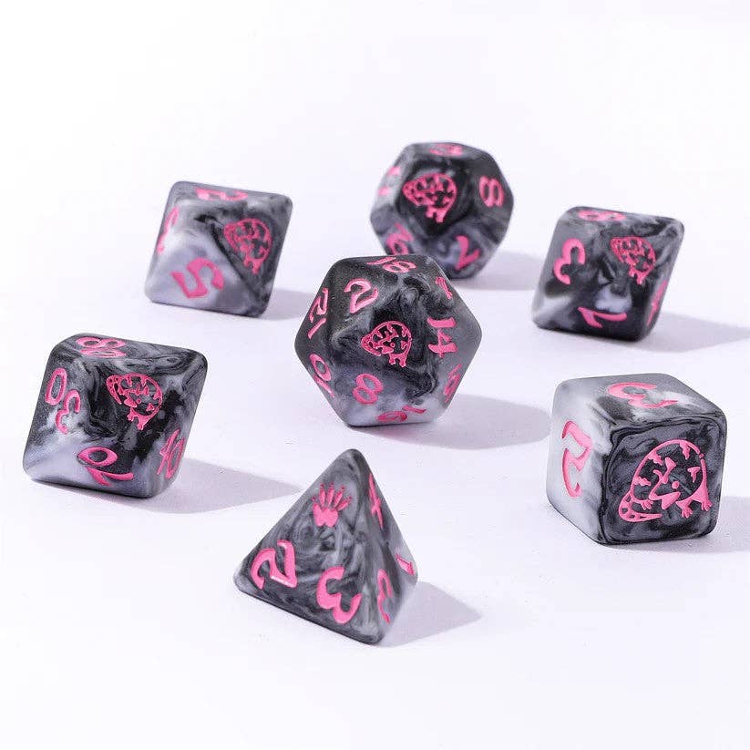 Hymgho Premium Dice - Wyrmforged Rollers Round Edge Resin Dice Set - Grey Opossum
