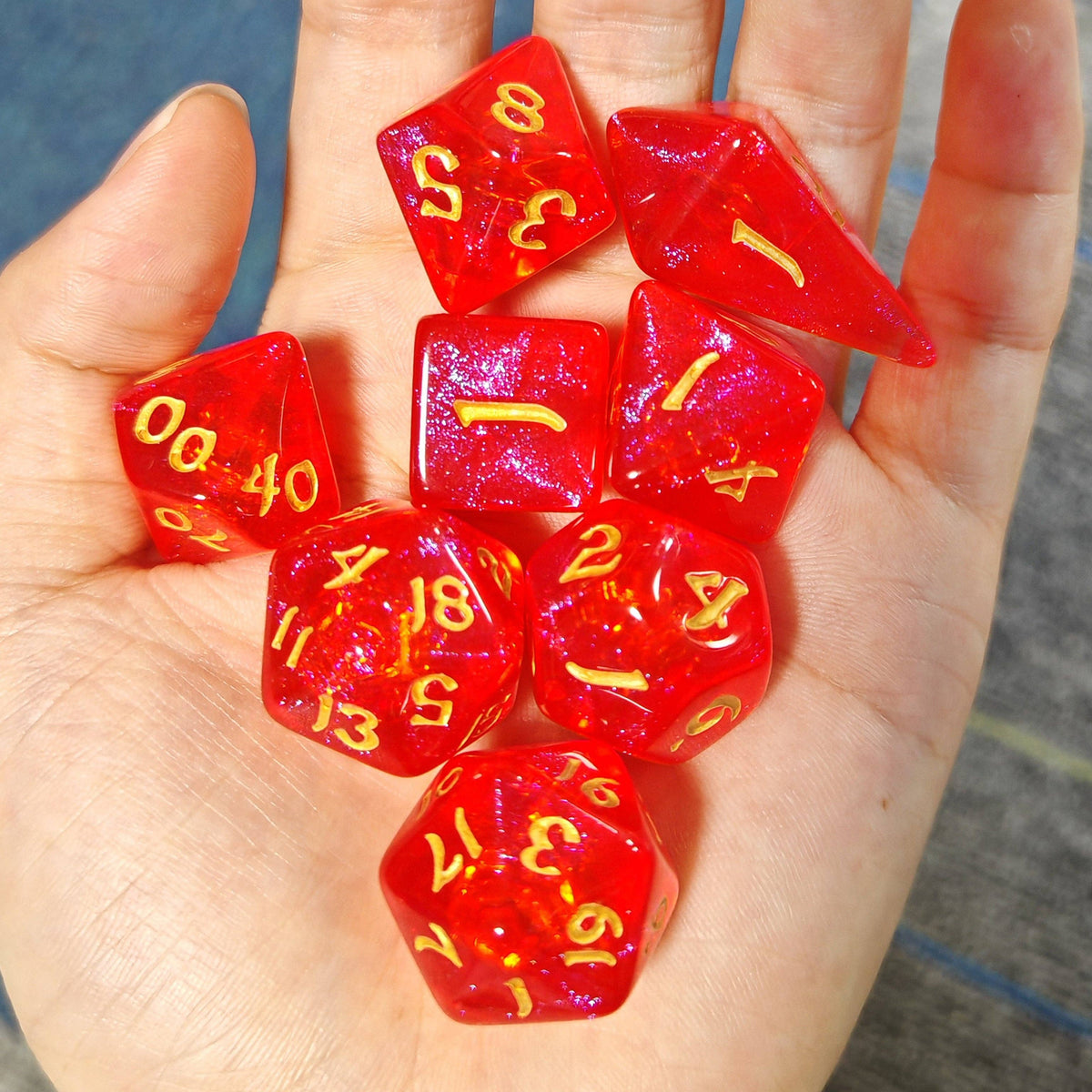 Hymgho Premium Dice - Wyrmforged Rollers - Rounded Edge 8 Piece Polyhedral Dice se