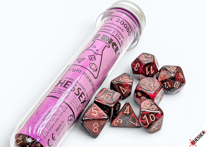 Chessex: Lab Dice 10 Polyhedral 7-Die Set Lustrous Gothic/Copper