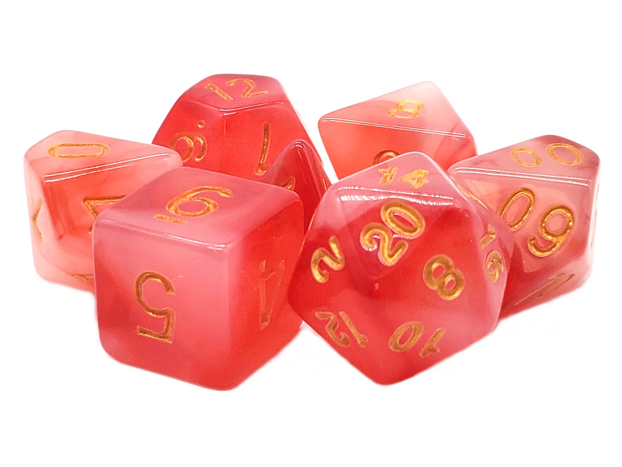 Old School 7 Piece DnD RPG Dice Set: Nebula - Red