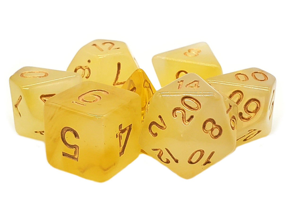Old School 7 Piece DnD RPG Dice Set: Nebula - Yellow