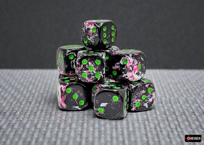 Chessex: Brush Paintball/Green 16mm D6 Dice Block (12)