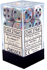 Chessex: Festive Vibrant/Brown 16mm D6 Dice Block (12)