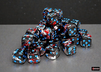 Chessex: Brush Dark Side/Blue 12mm D6 Dice Block (36)