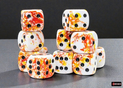 Chessex: Brush Sunrise/Black 16mm D6 Dice Block (12)