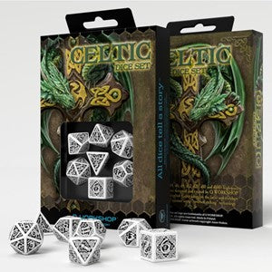 Celtic Dice Set 3D Black/White Revised (7)